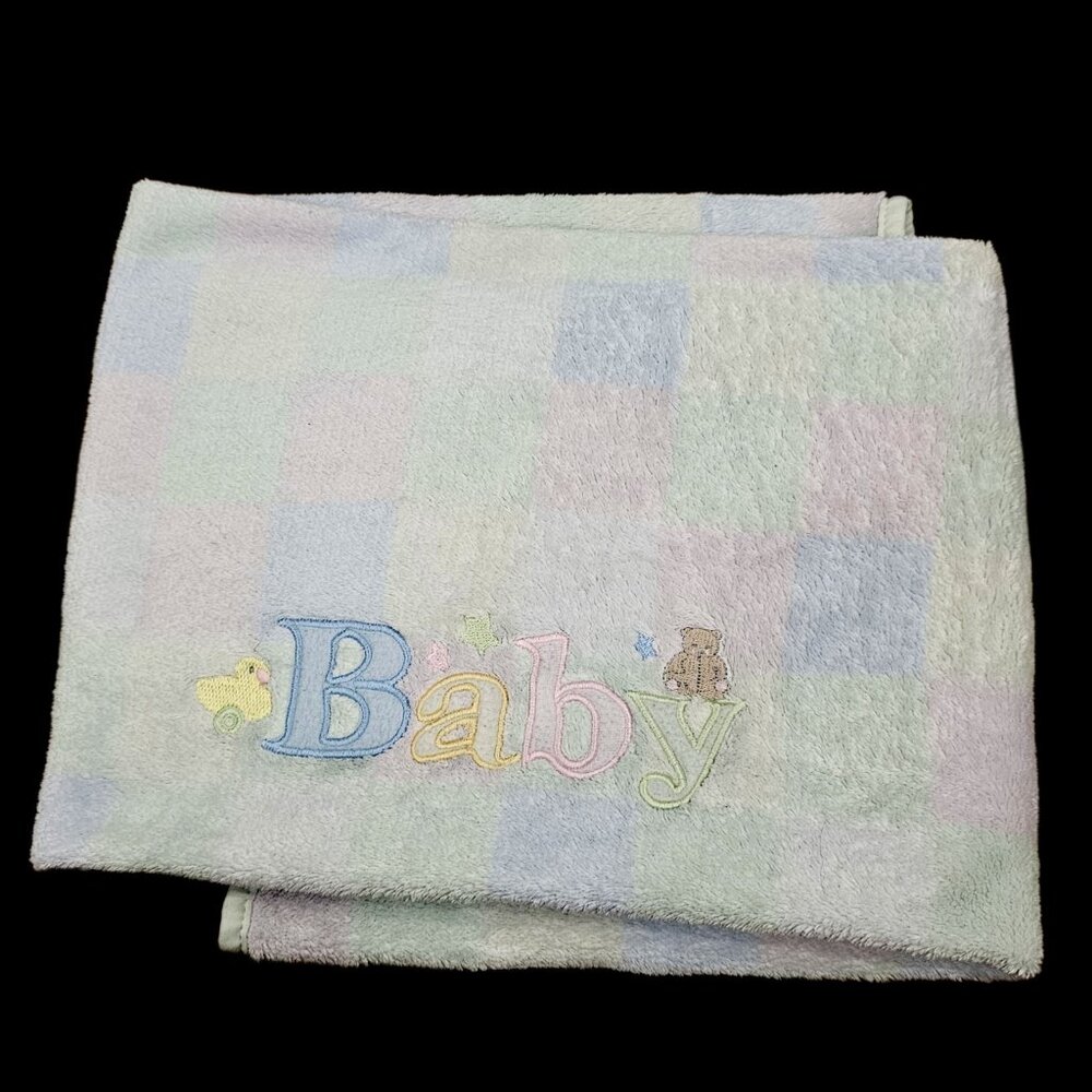 Baby Connection BABY Blanket Checkered Pastel Fleece Unisex Boy Girl